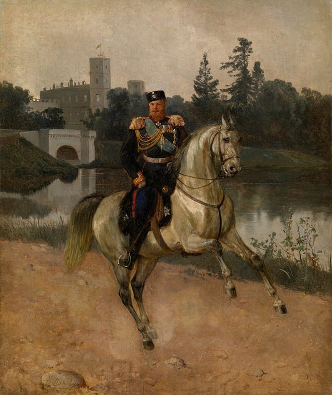 Nikolay Shilder - Portrait of Alexander III on Horseback at Gatchina