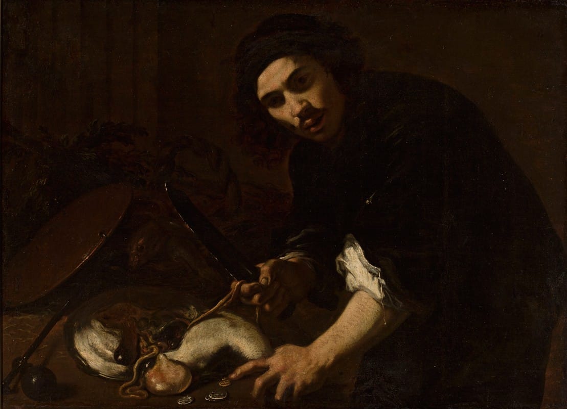 Orazio Fidani - Man gutting a fish