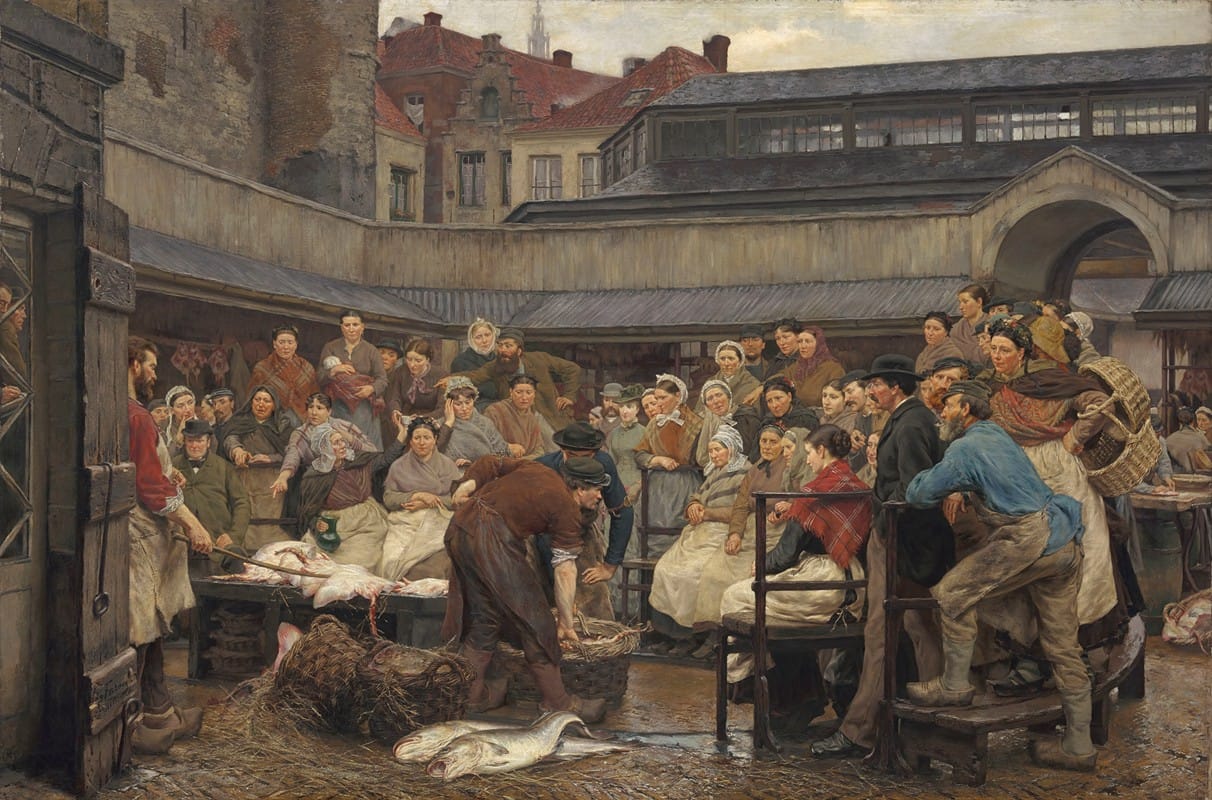 Edgard Farasyn - The Old Fish Market in Antwerp in 1882