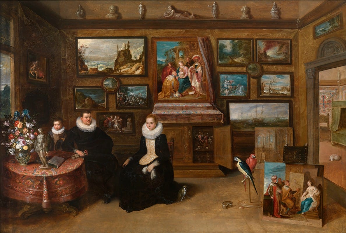 Frans Francken the Younger - Portrait of a Family in a Collector’s Cabinet