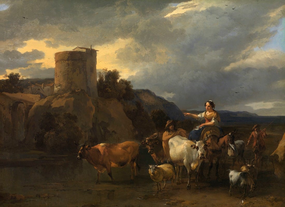 Nicolaes Berchem - Returning from the Meadow