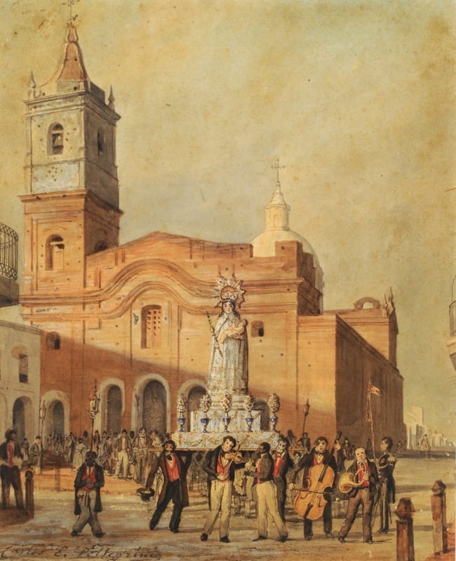 Charles Henri Pellegrini - Iglesia de Santo Domingo (procesión de Nuestra Señora del Rosario, 1830)