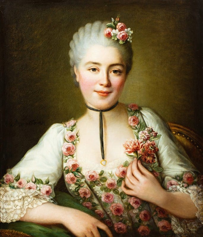 François-Hubert Drouais - Portrait of a Lady said to be Mademoiselle Doré