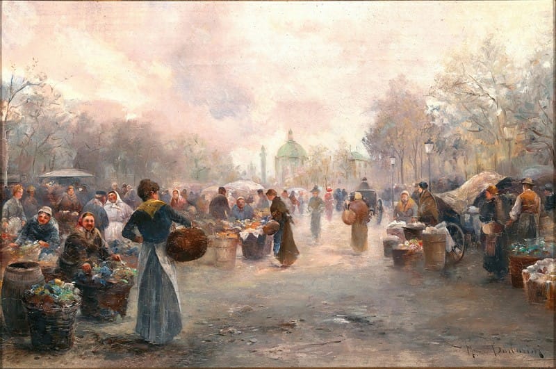 Emil Barbarini - A Market before the Church of St. Charles