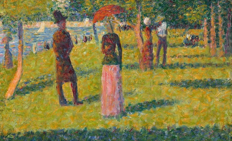 Georges Seurat - Paysage et personnages (La jupe rose)