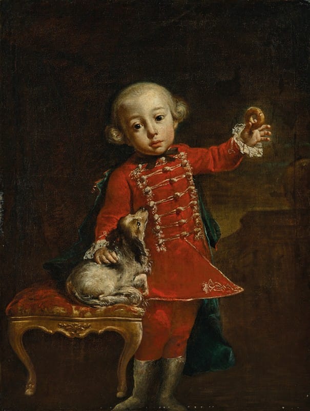 Luigi Crespi - Portrait of a boy with a dog