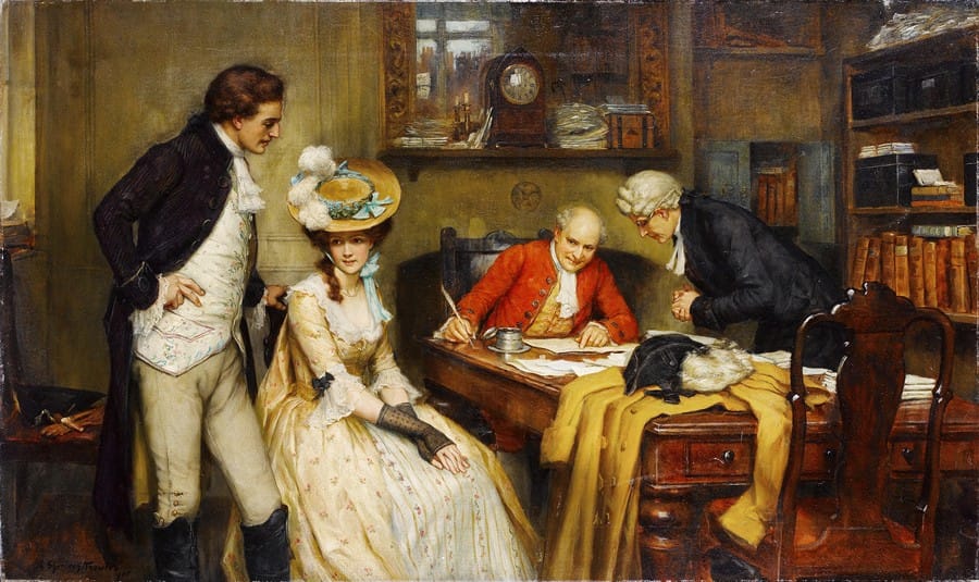 George Sheridan Knowles - Signing the marriage contract