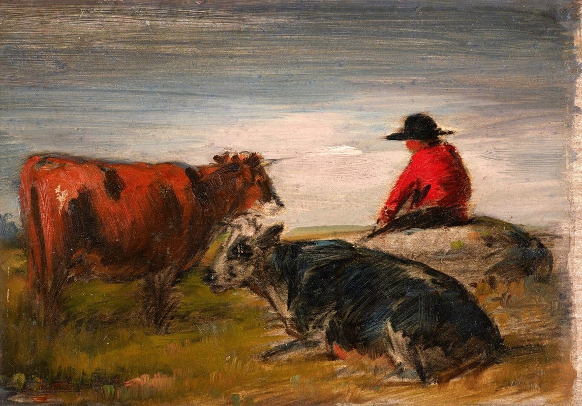 Wilhelm Busch - Shepherd with cows