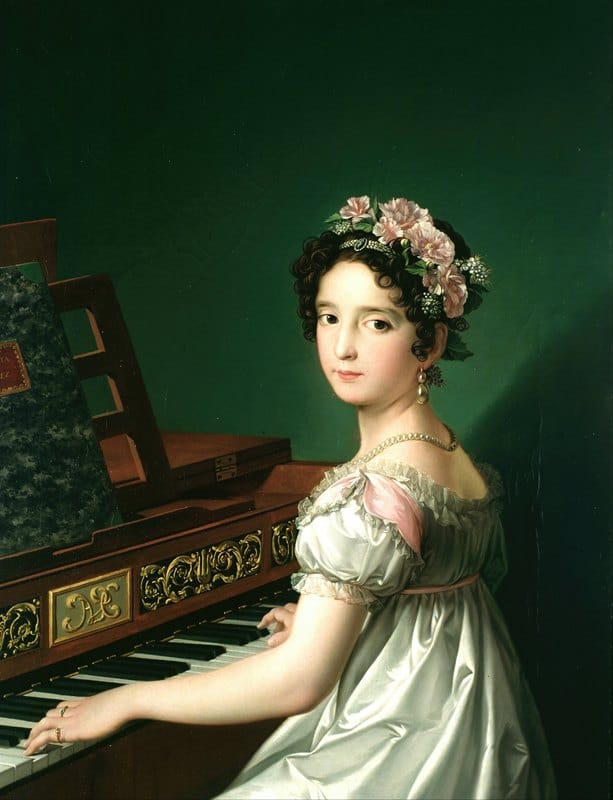 Zacarías González Velázquez - Manuela González Velázquez, playing the piano