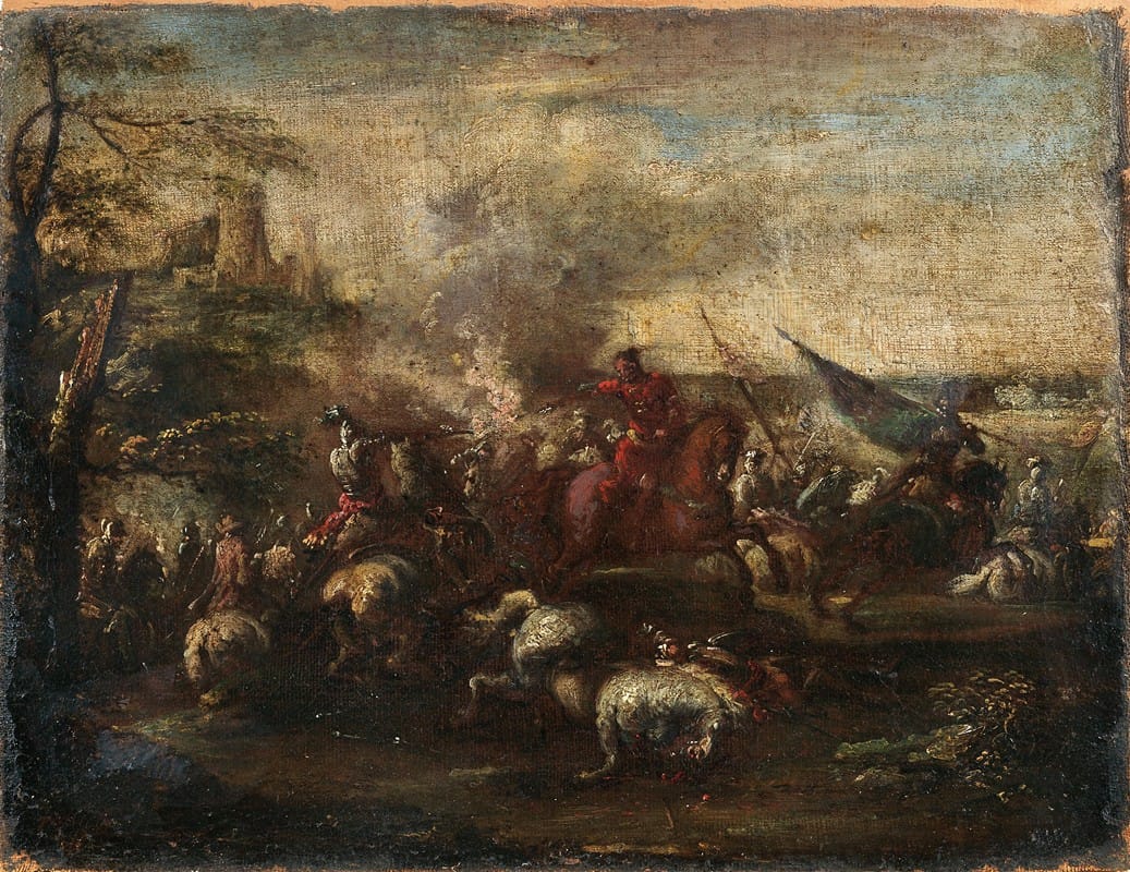 Francesco Graziani - A cavalry battle scene