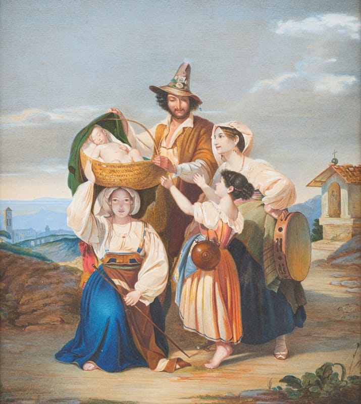 Franz Ludwig Catel - Familiy Of Sheperds On A Hill