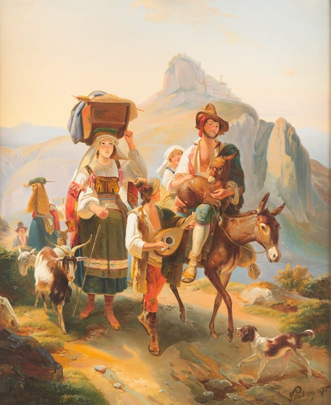 Giuseppe Palizzi - Shepherd family in the Abruzzo