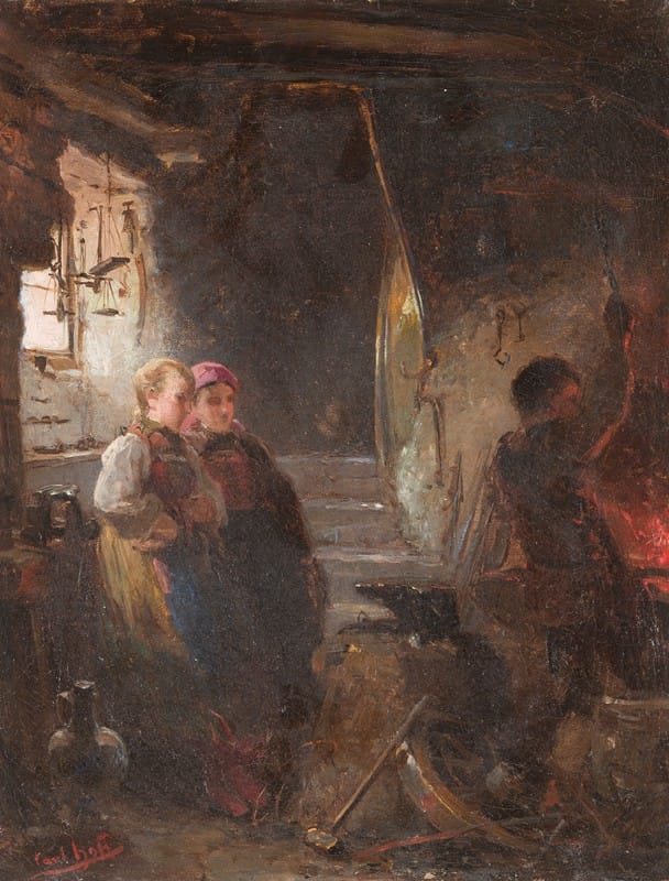 Karl Heinrich Hoff - Two girls at the blacksmith`s