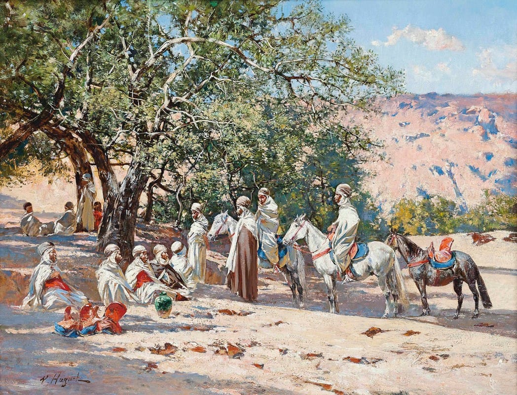 Victor Pierre Huguet - Resting at an Oasis