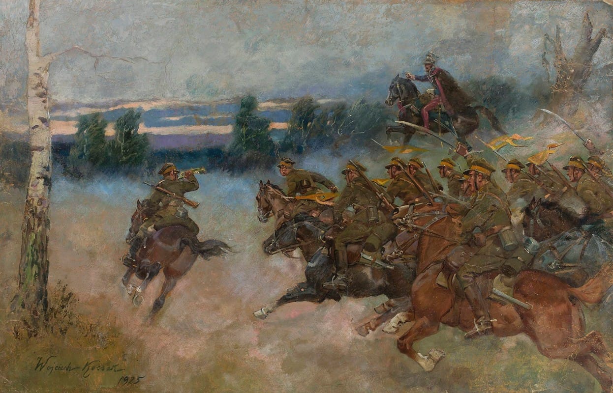 Wojciech Kossak - Cavalry charging