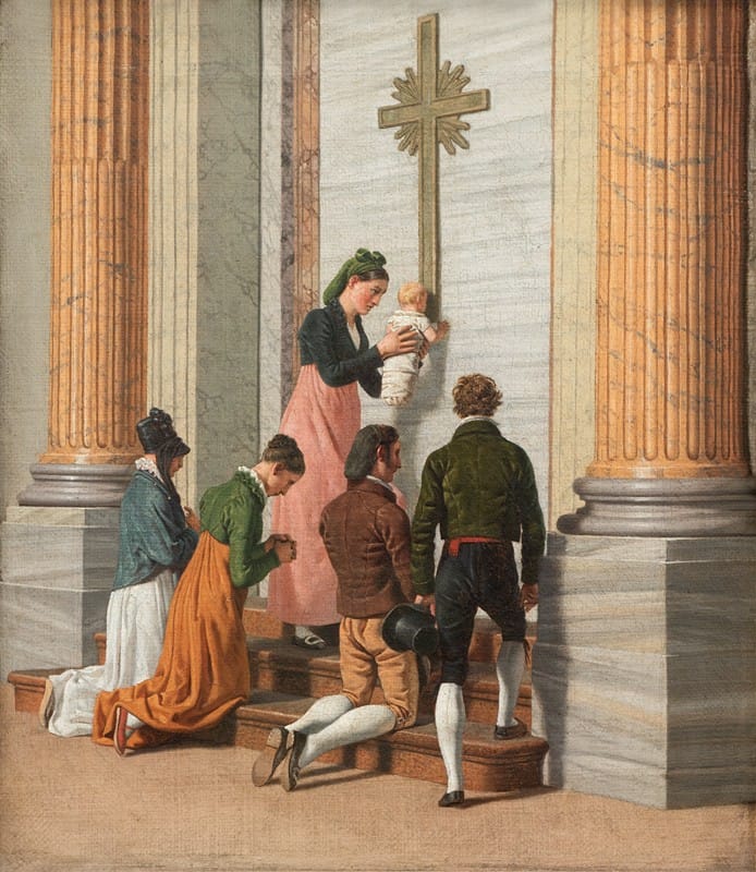Christoffer Wilhelm Eckersberg - Devotion by the Holy Door of St. Peter’s Basilica