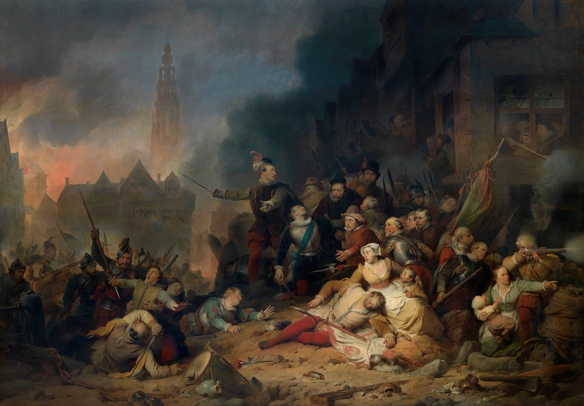Ferdinand de Braekeleer - The Spanish Fury in Antwerp
