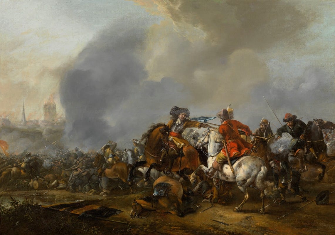 Pieter Wouwerman - Cavalry Attacking Infantry