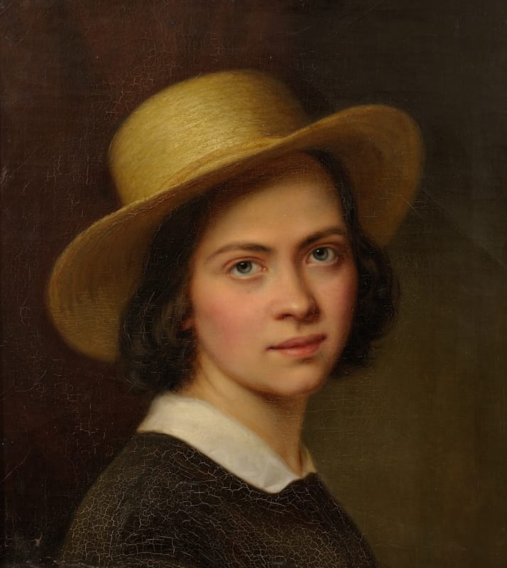 Julie Wilhelmine Hagen-Schwarz - Self-portrait with a Strawhat