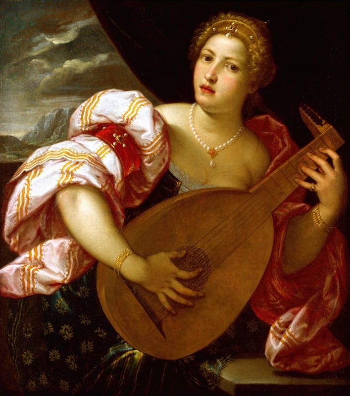 Parrasio Micheli - Young Woman Playing a Lute