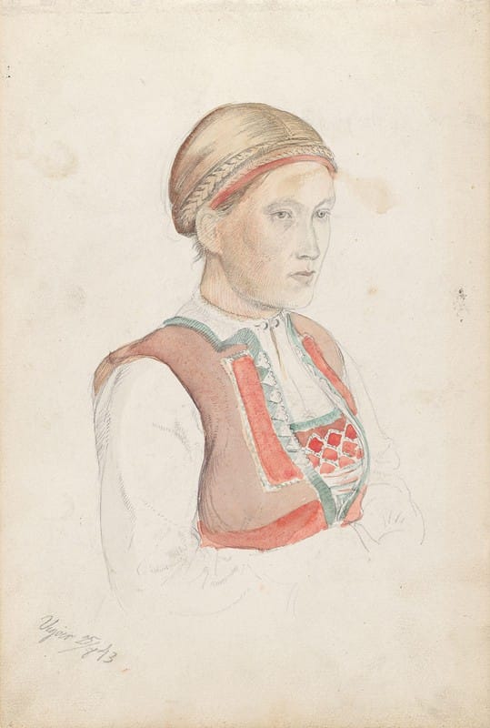 Adolph Tidemand - Kvinne i halvfigur, Vikøy