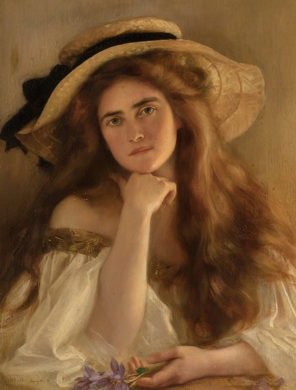 Albert Lynch - Young woman in a large picture hat