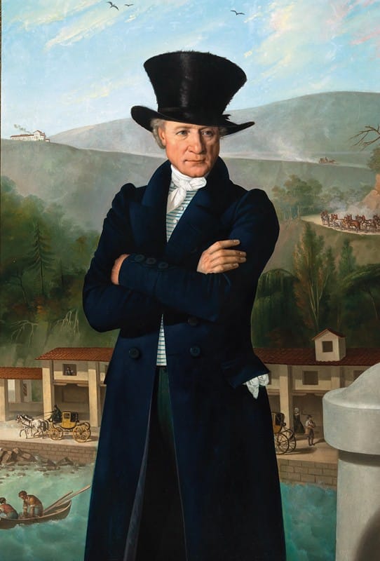 Giuseppe Tominz - Portrait of shipping Agent Paolo Preinitsch (Rosegg 1762–1840 Trieste) in the Harbour of Trieste