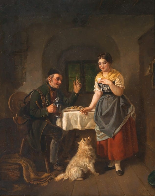 Hanno Rhomberg - Hunter in a Tavern with His Spitz Dog