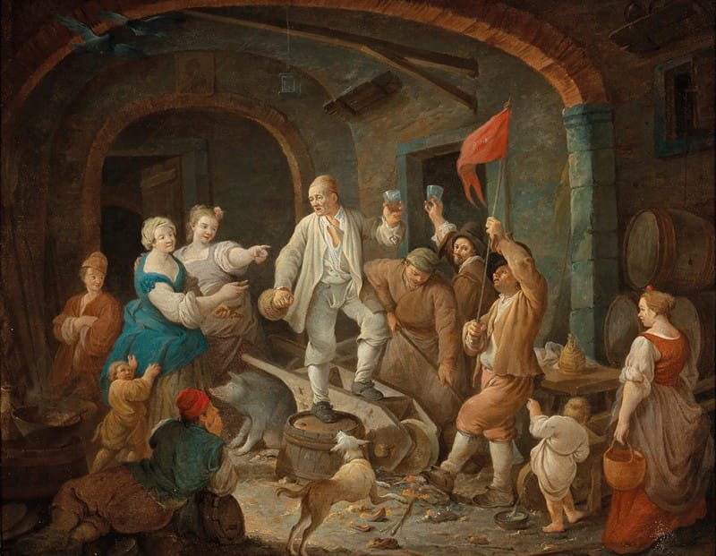 Jean Baptiste Charpentier II - A turbulent scene in a tavern
