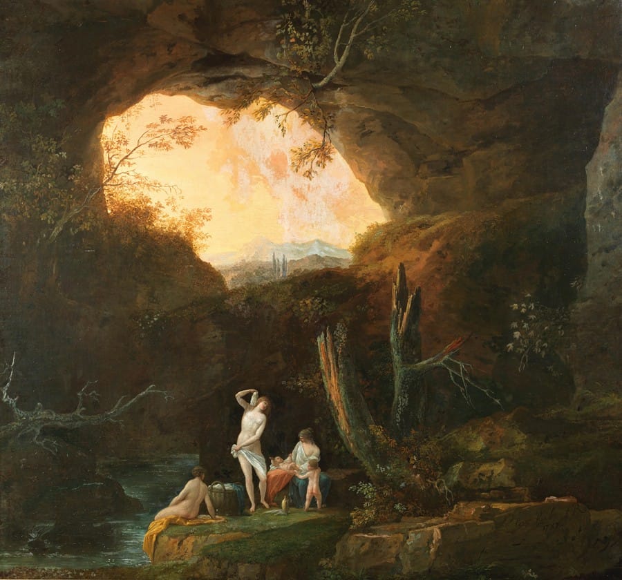Jules César Denis van Loo - Figures bathing in a landscape
