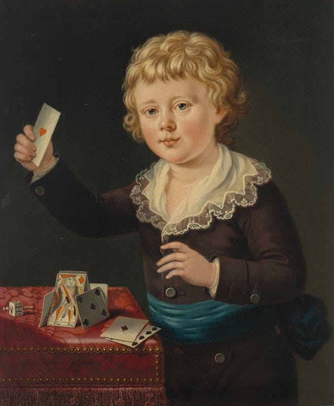 Sir George Chalmers - Portrait of a young boy playing with a house of cards