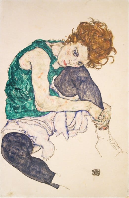 Egon Schiele - Seated Woman with Bent Knees (Adele Herms)