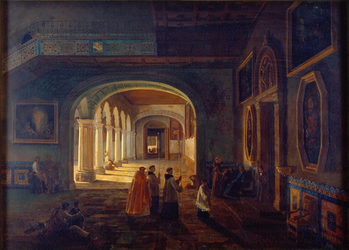 Eugenio Landesio - The Antesacristy of the Franciscan Convent