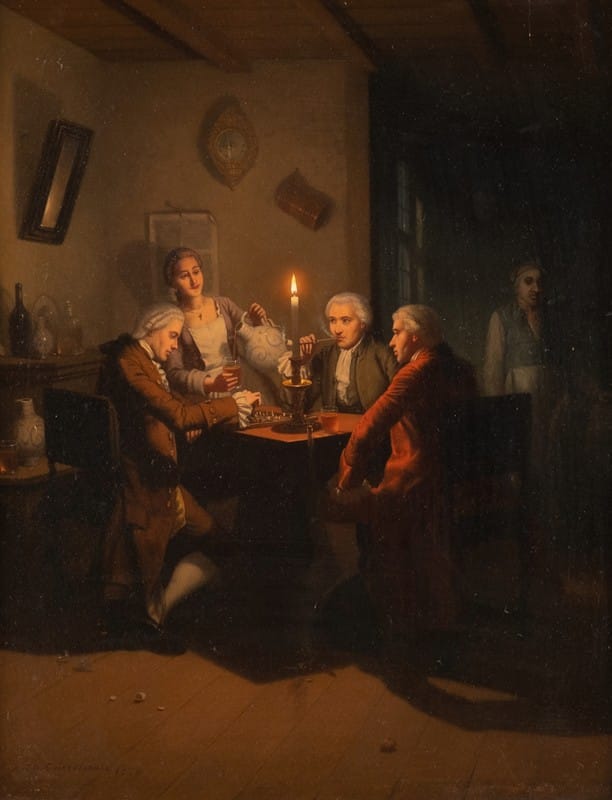 Johann Mongels Culverhouse - Game of chess at candle light