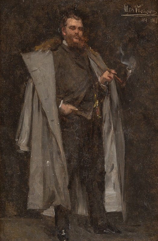 Max Johann Bernhard Koner - Portrait of a gentleman in fur-trimmed coat