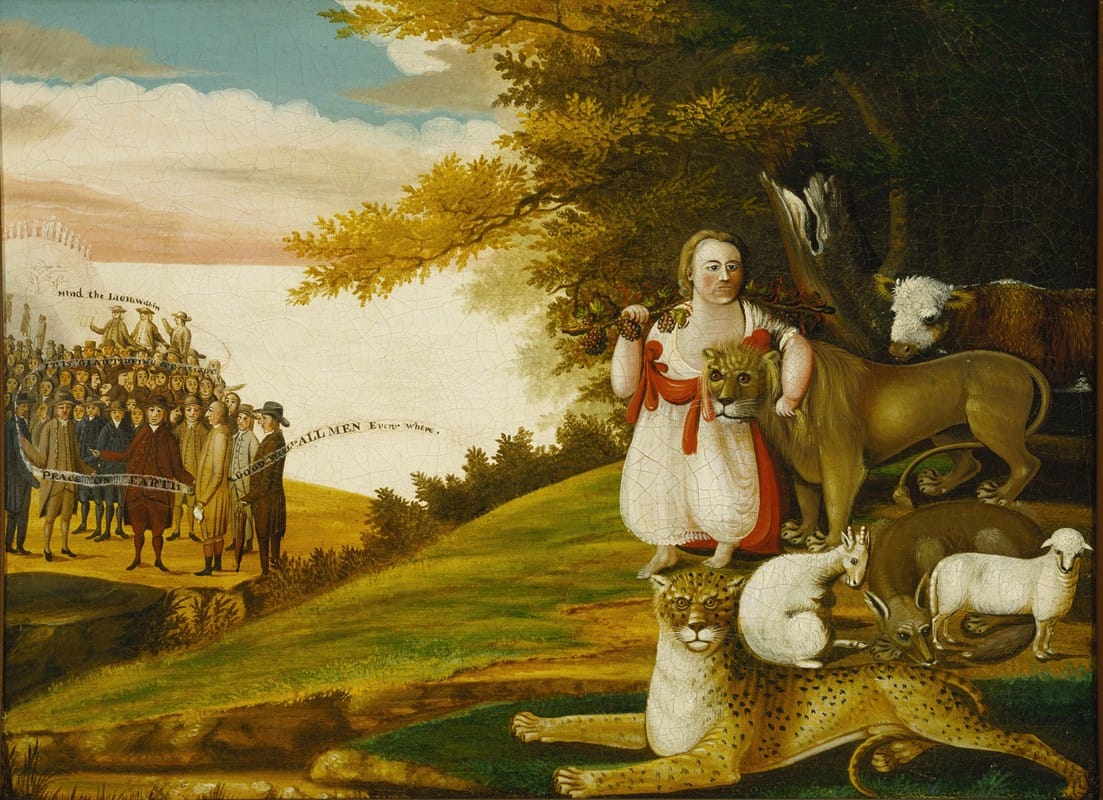 Edward Hicks - A Peaceable Kingdom with Quakers Bearing Banners (1829-30)