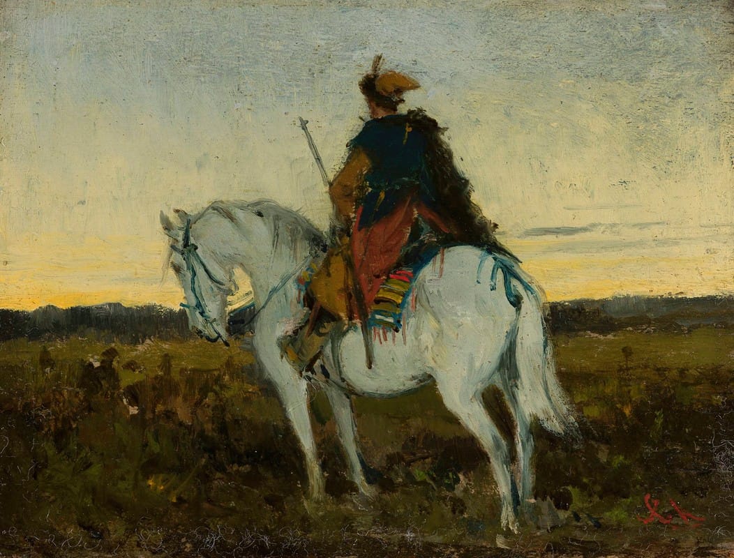 Jan Chełmiński - Oriental rider on a white horse