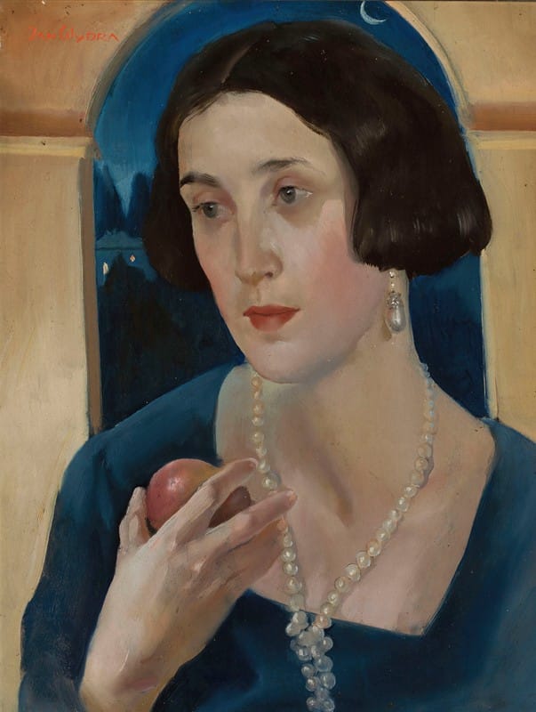 Jan Wydra - Portrait of a woman with an apple