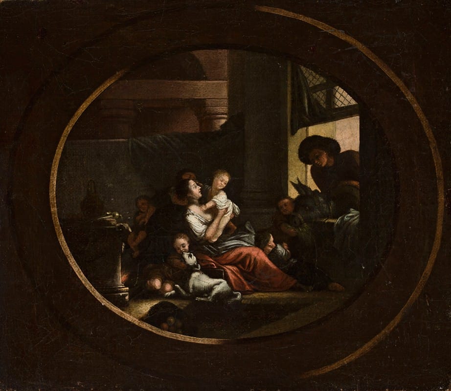 Johann Niedermann - Family scene in an interior