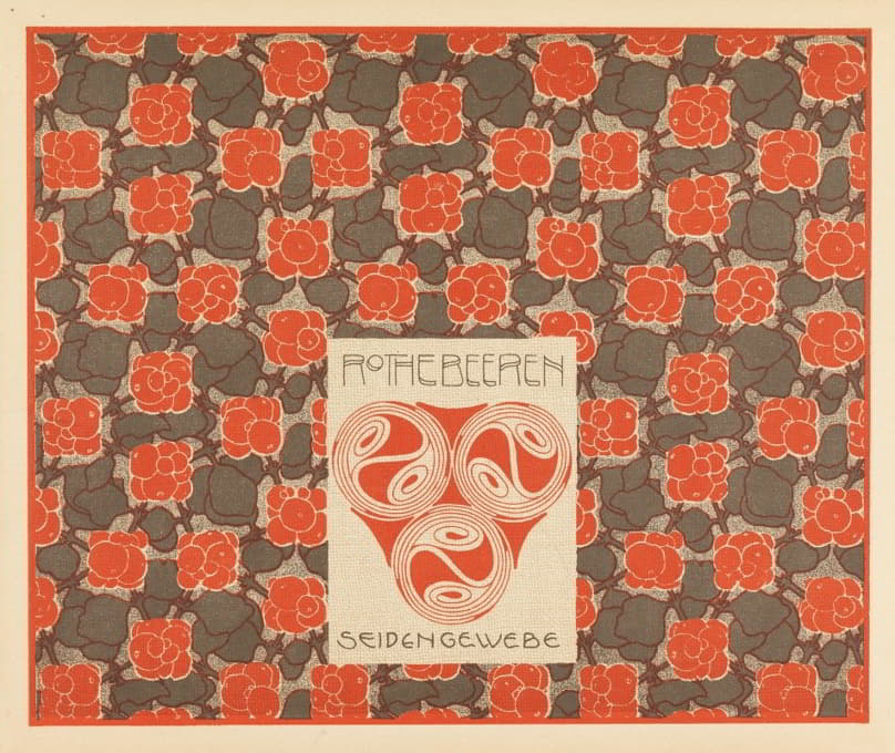 Koloman Moser - Rothebeeren Seiden Gewebe (Red Berries Silk Weaving)