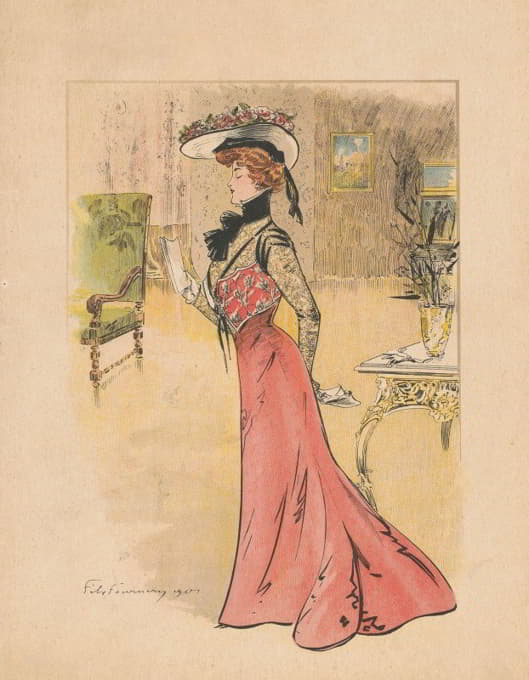 《新时尚》，第22期：1901年6月2日：Omslag Met Lezende Dame