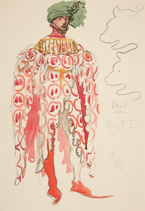 贝戈特，亨利·欧文计划制作的《理查二世国王》的服装素描