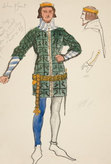 约翰·冈特，亨利·欧文计划制作的《理查德二世国王》的服装素描