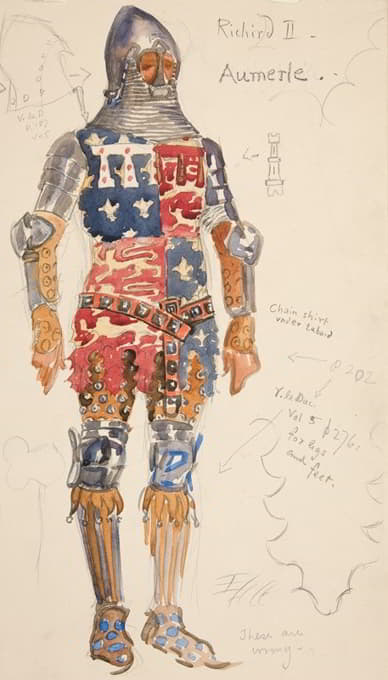 奥默尔（武装），亨利·欧文1898年计划制作的《理查德二世》的服装素描