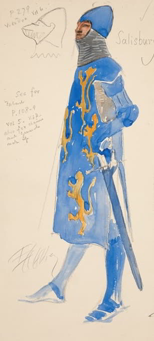 索尔兹伯里（武装），亨利·欧文1898年计划制作的《理查二世》的服装素描