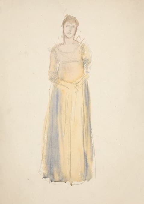 Edwin Austin Abbey - Sketch of a woman (dressed in yellow)
