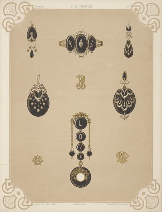 九种珠宝设计，包括钻石中带有“爱”字样的吊坠手表。
