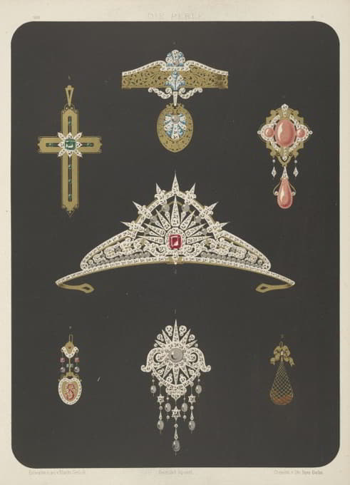 七种珠宝设计，包括红石头饰。