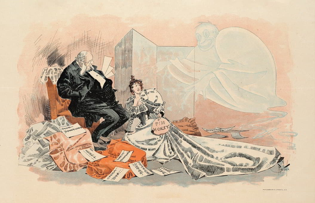 Anonymous - A man and woman sit looking at a ghost.