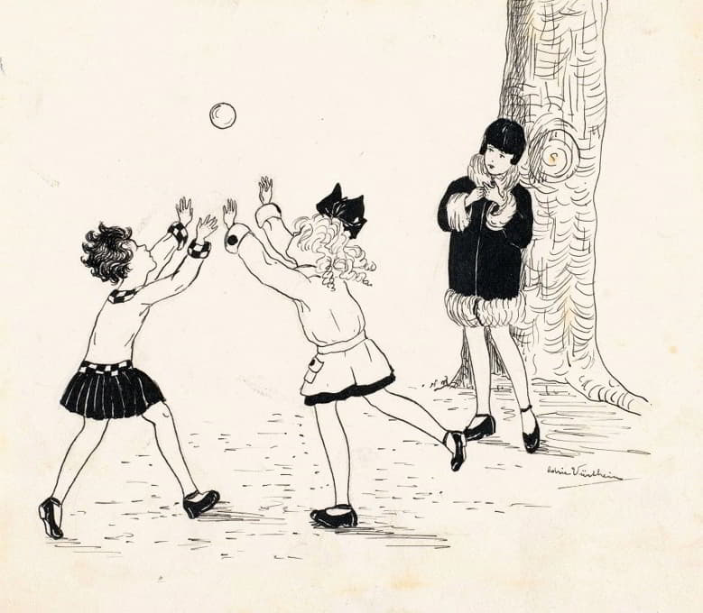 Adrie Vürtheim - Meisjes spelen met bal